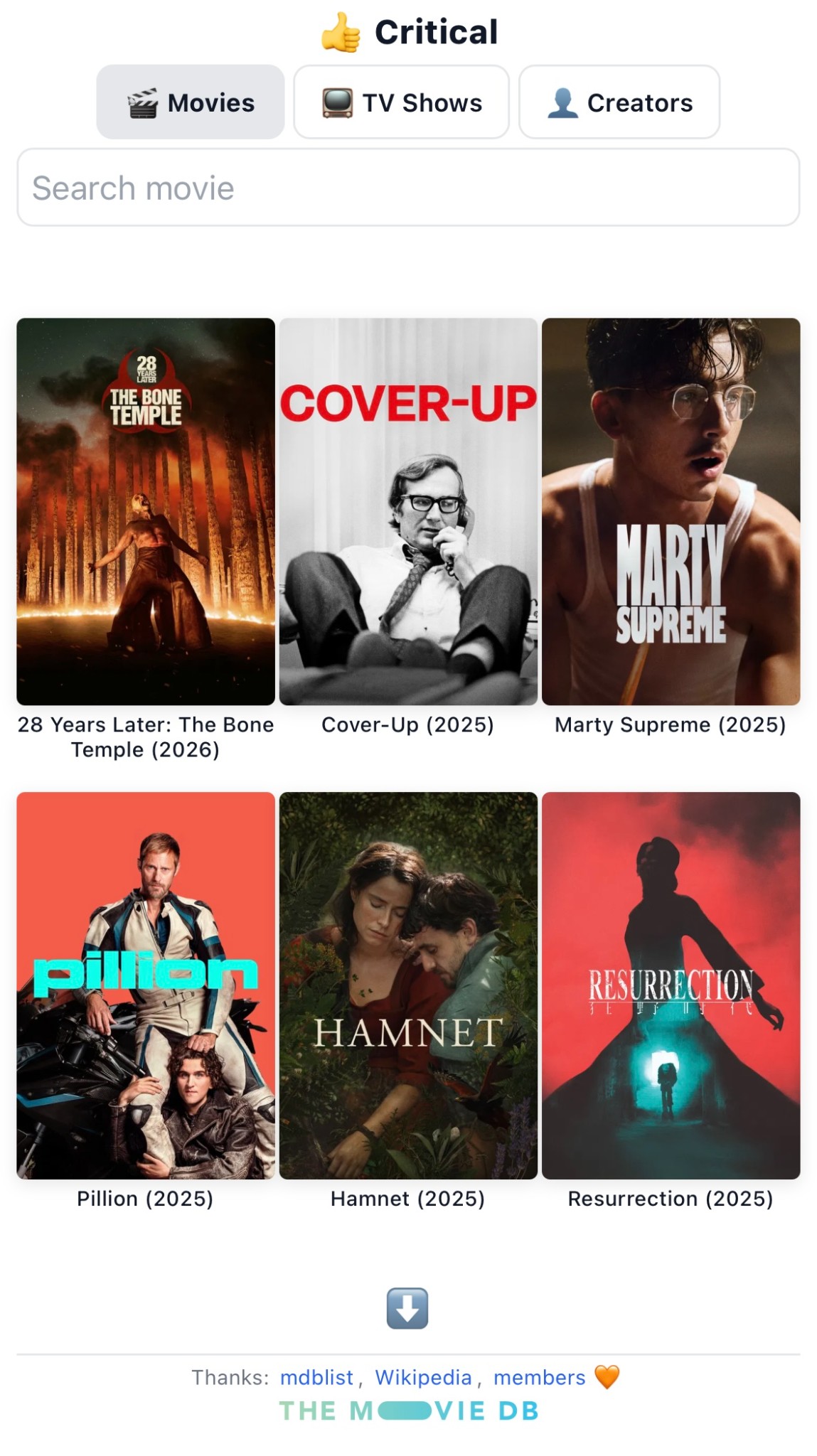 Critical app screenshot